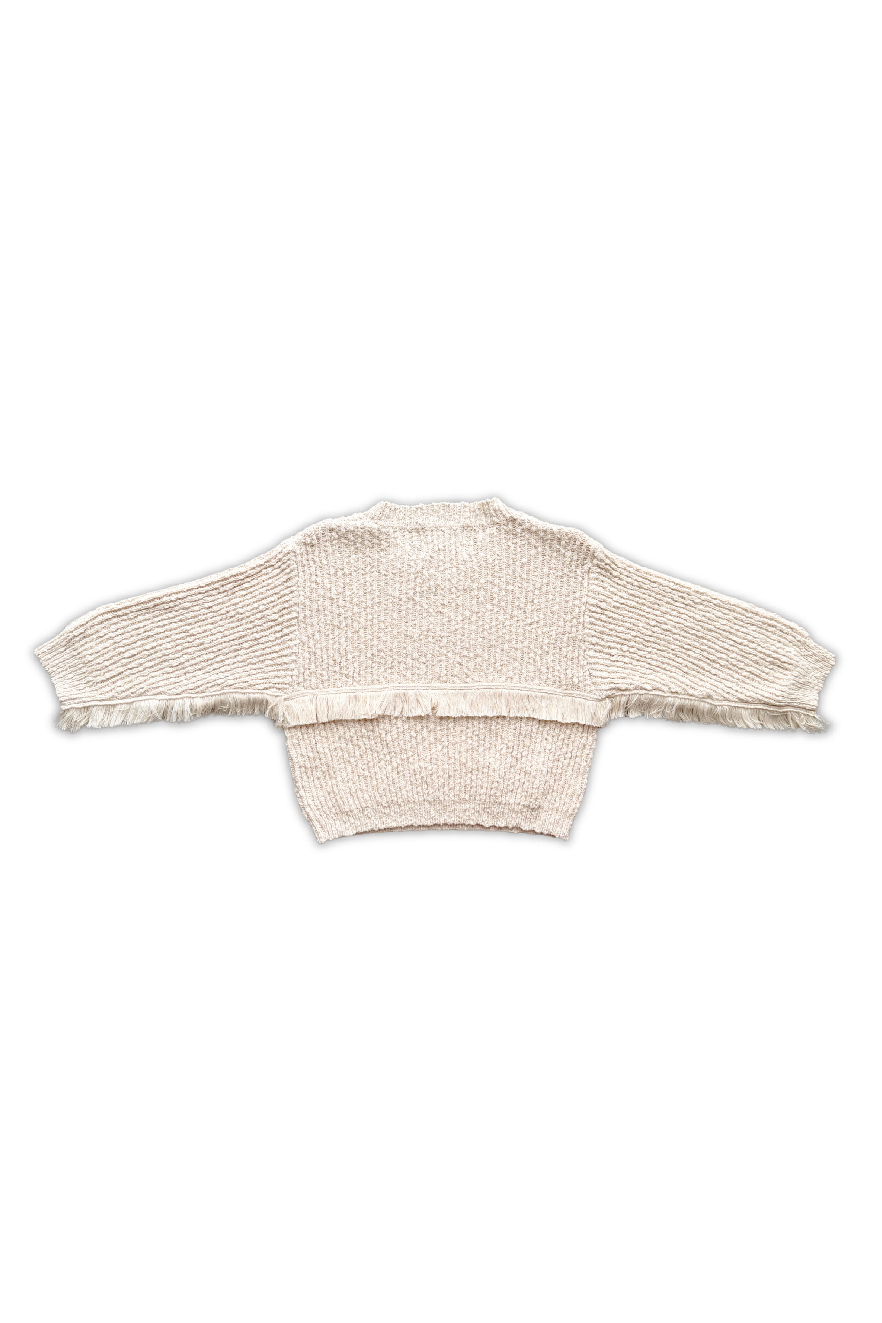Grown - Organic Fringe Rib Knit Pull Over Natural