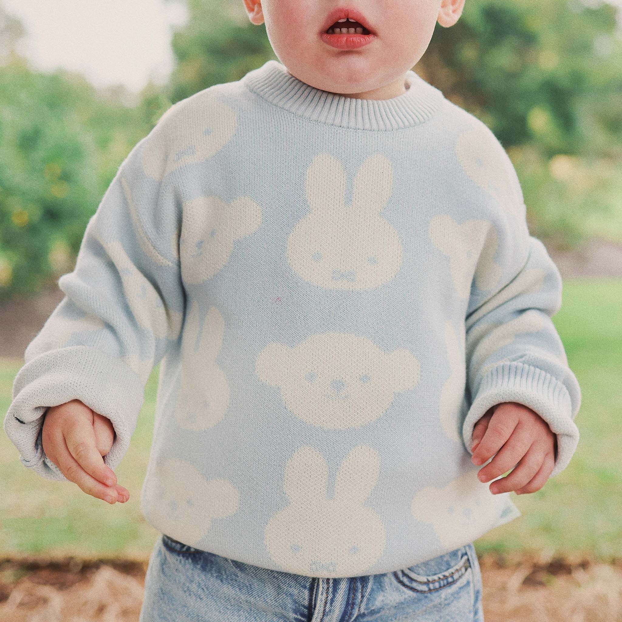 Kynd Baby - Miffy Jacquard Knit Jumper Baby Blue