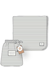 Drawing of Mini Stripe swaddle in packaging