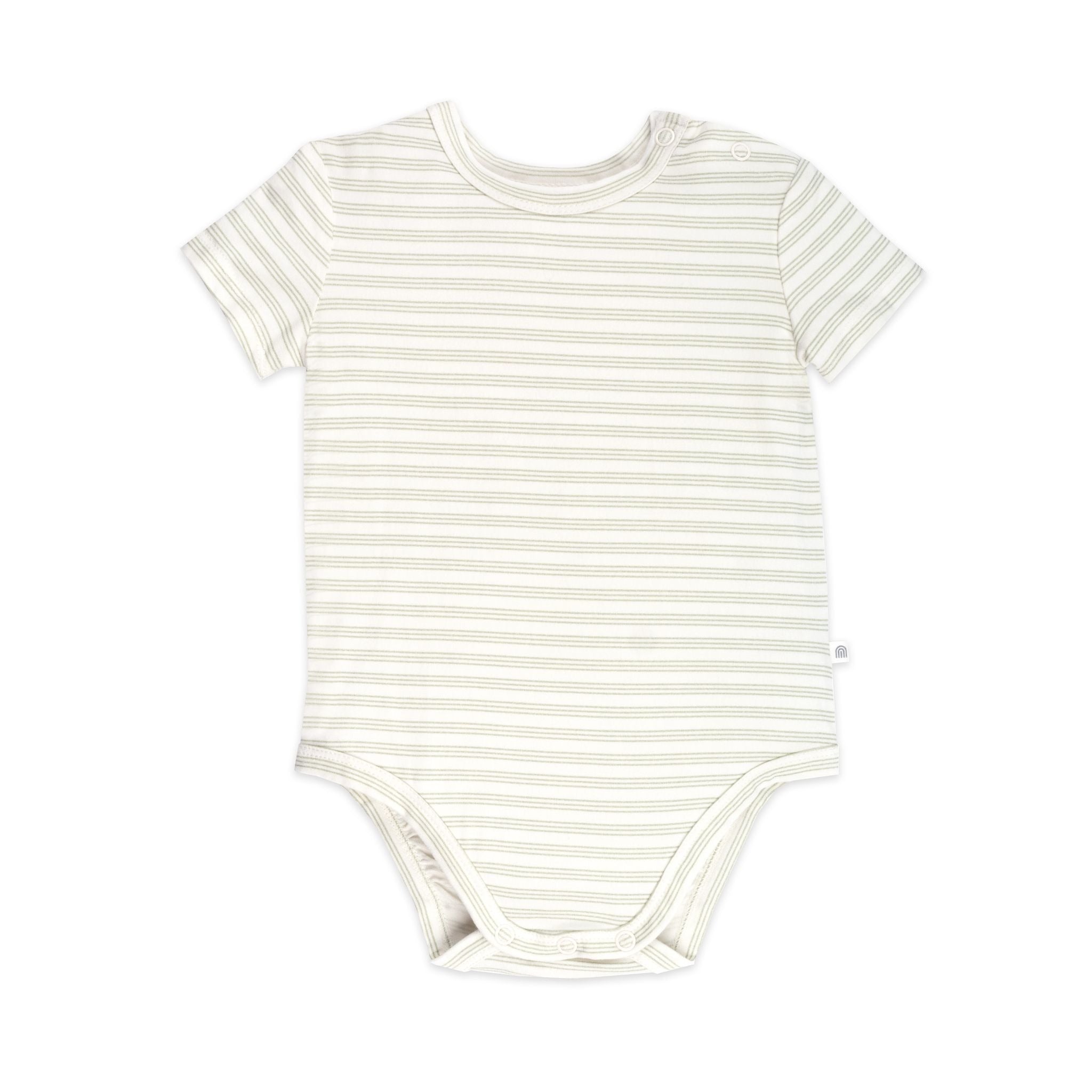 The KYND BABY Comfy Bodysuit Short Sleeve Sage Stripe.