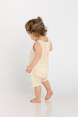Back view of toddler girl wearing shortalls