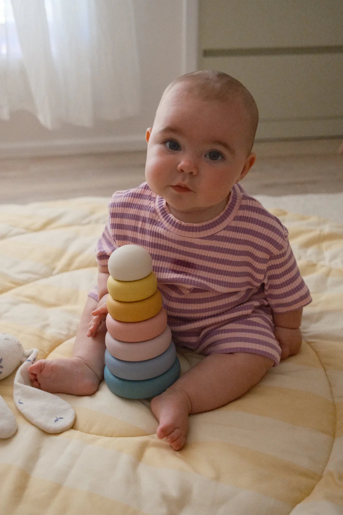 Loaila - Rib Romper Midnight Orchid Stripe