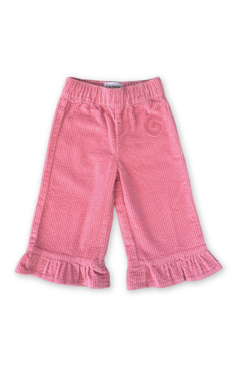Grown - Organic Cord Frill Pant Sorbet - Size 4