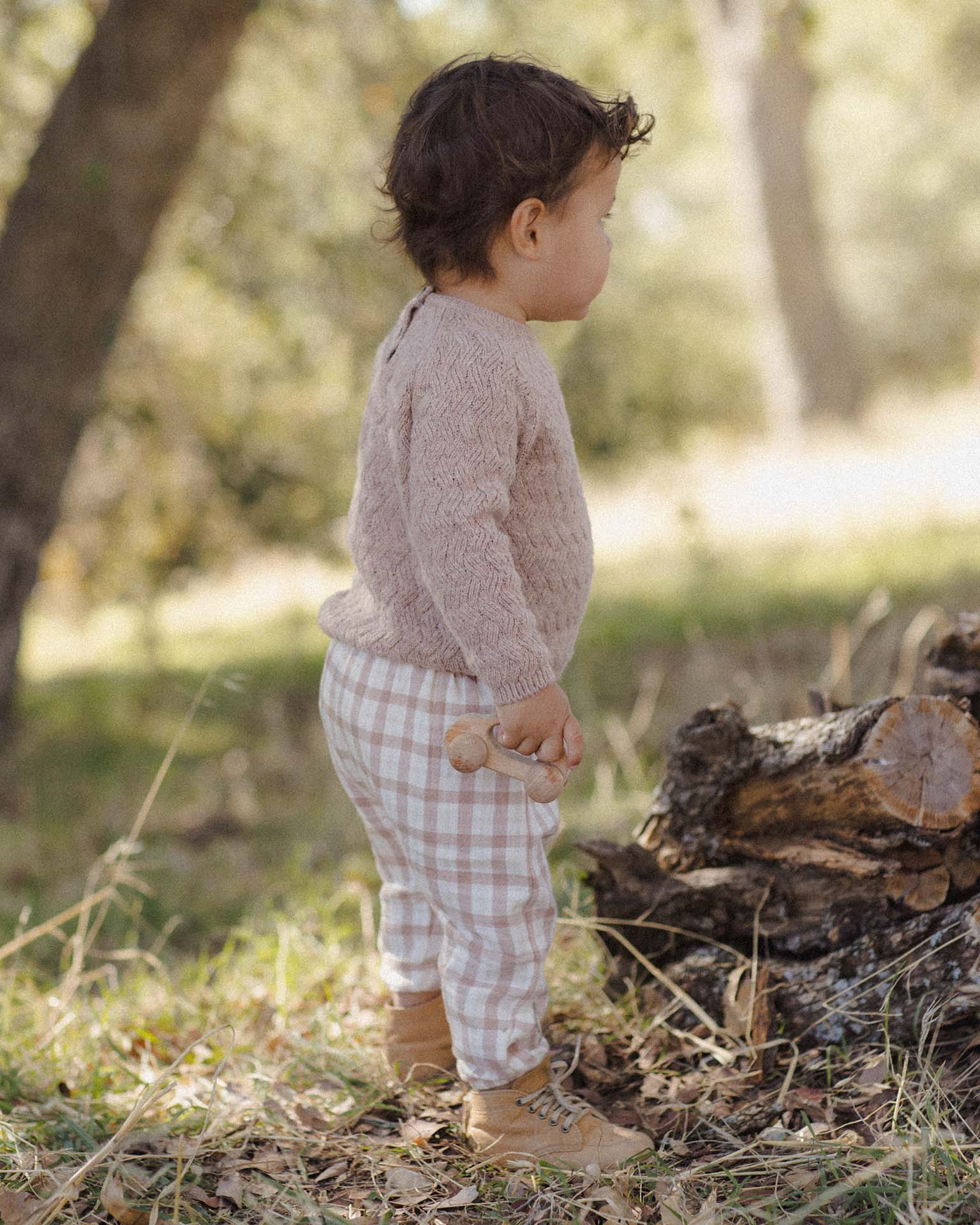 Woven Pant Rustic Plaid worn
