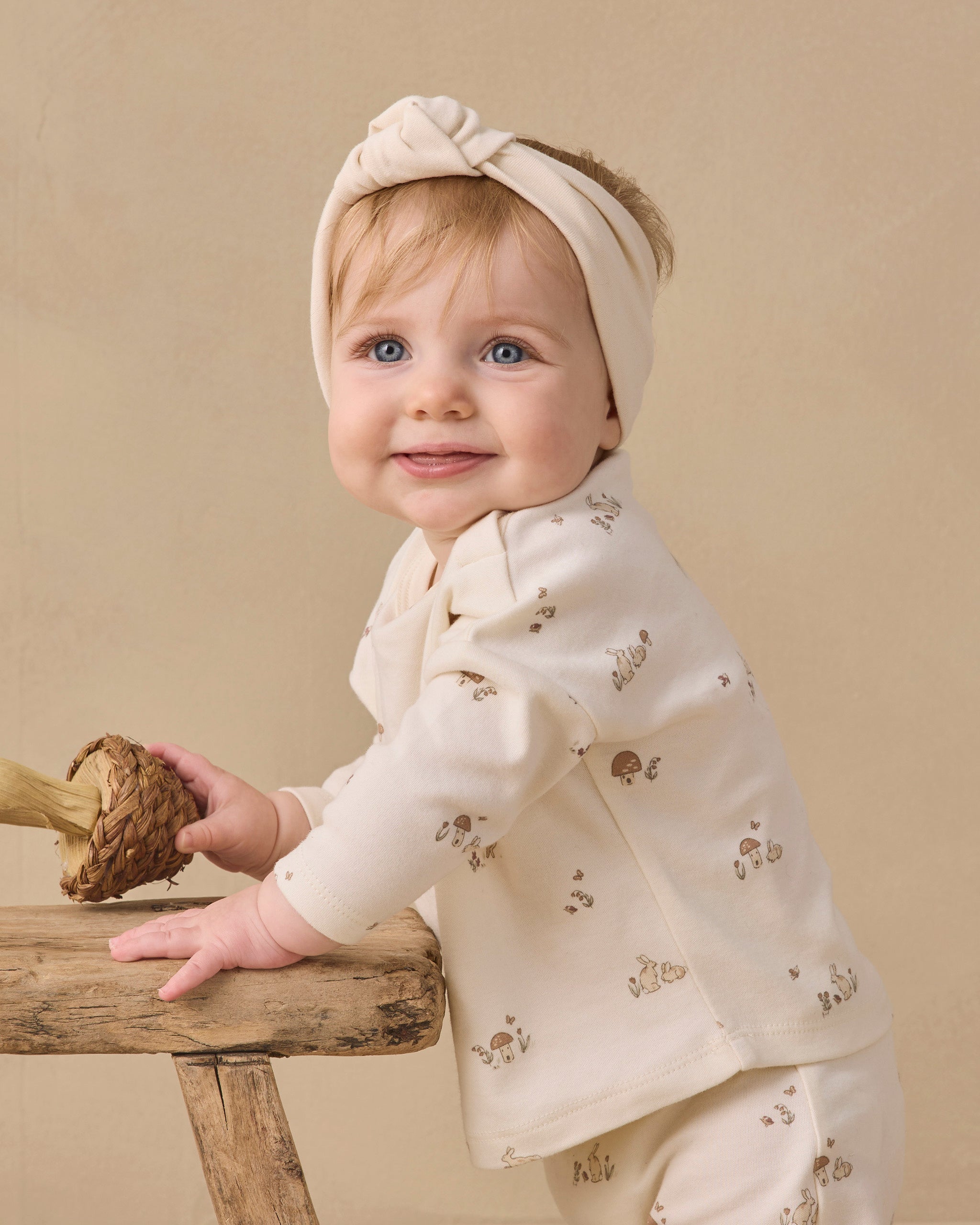 Knotted Headband Natural worn