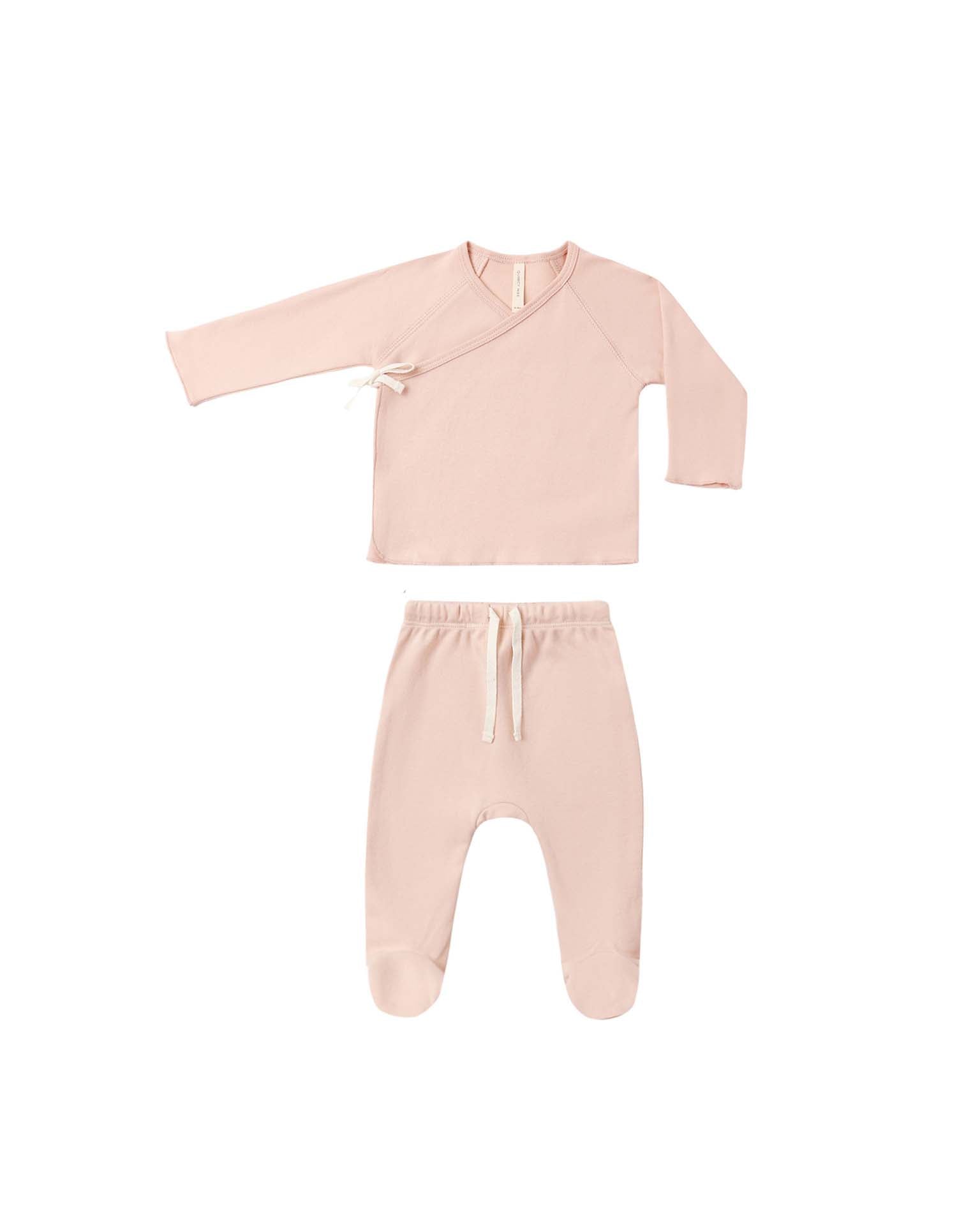 Wrap Top + Footed Pant Set Dusty Rose