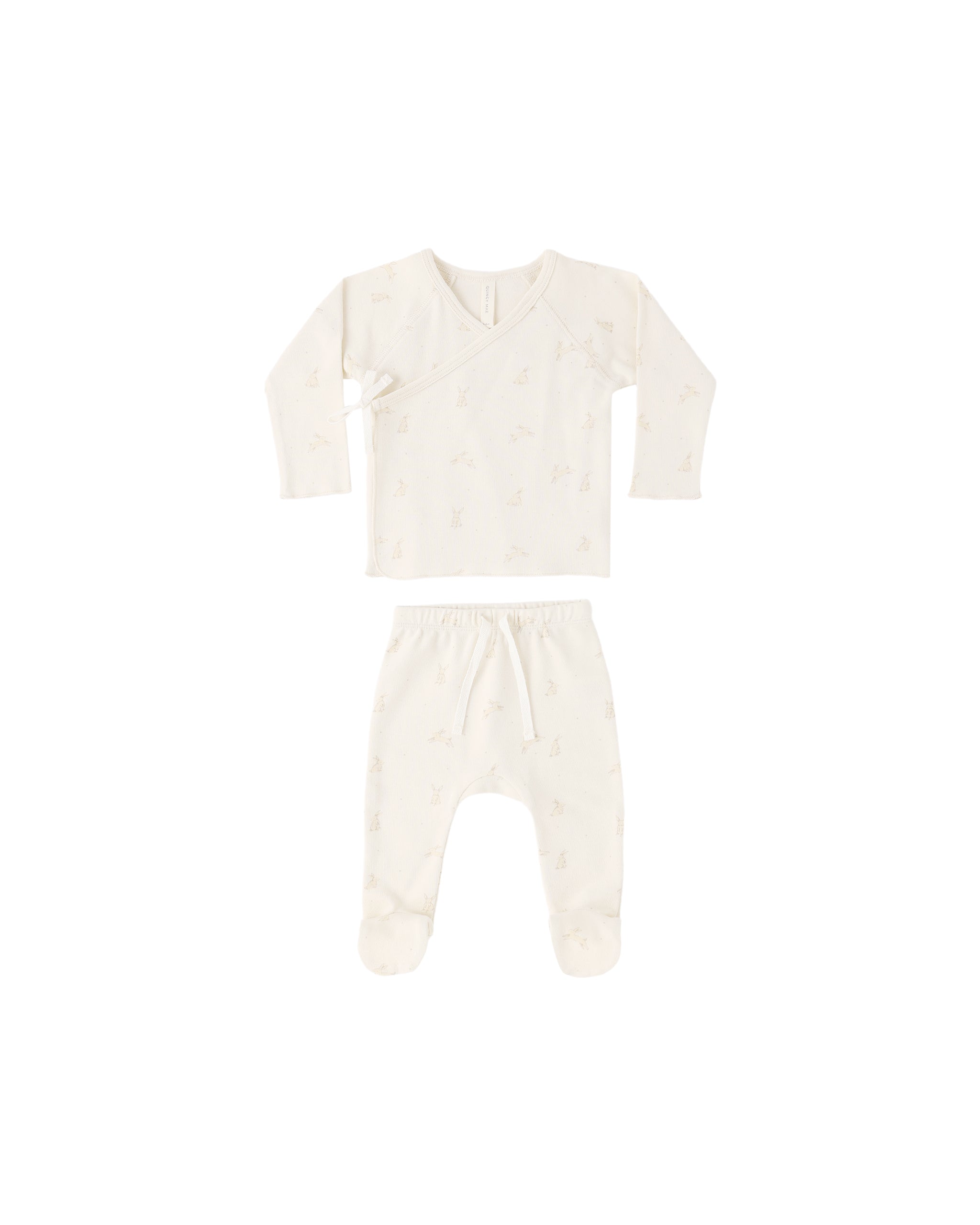 Quincy Mae - Wrap Top & Footed Pant Set Bunnies