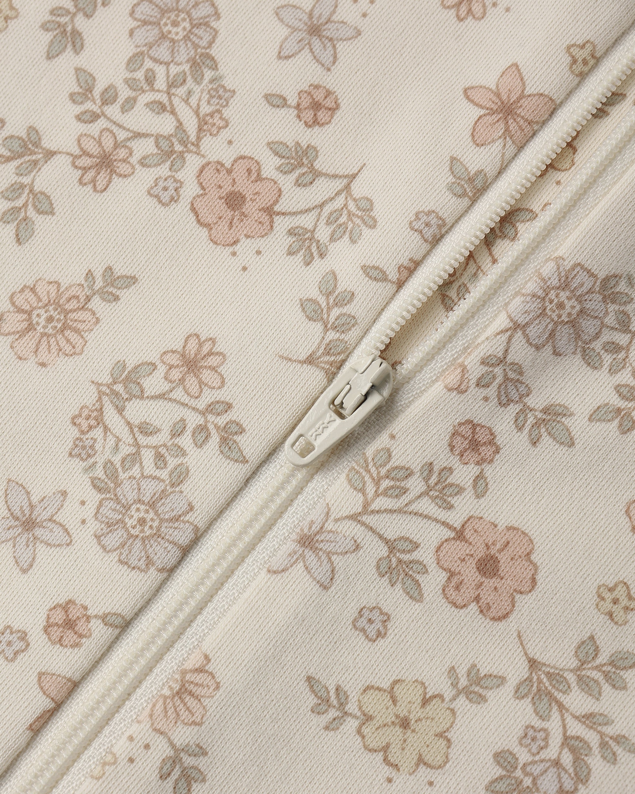 Zip Long Sleeve Sleeper Footie Floral Vine detail