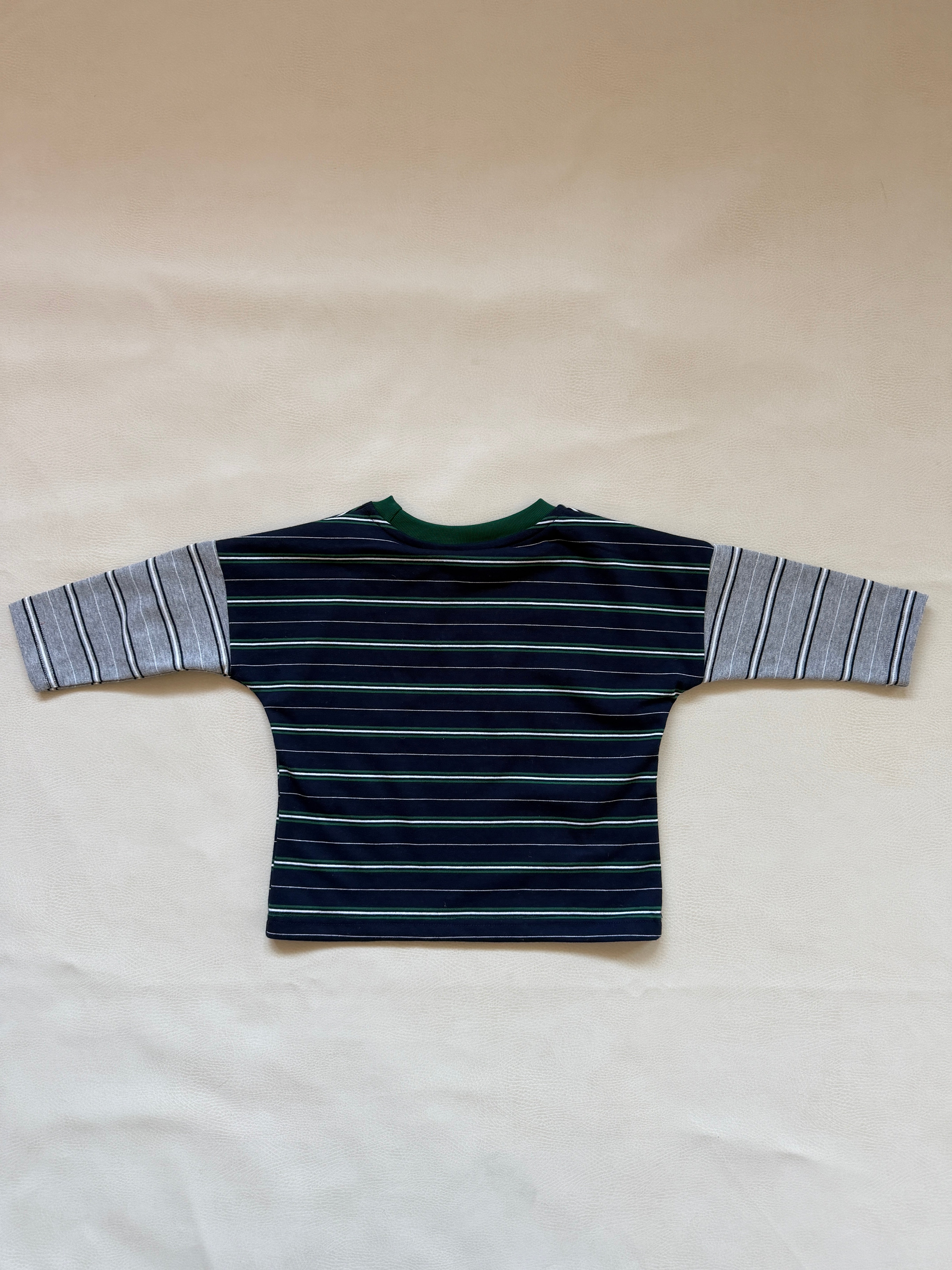 Tiny Trove - Rowan Stripe Cotton Long Sleeve Tee Navy/Grey