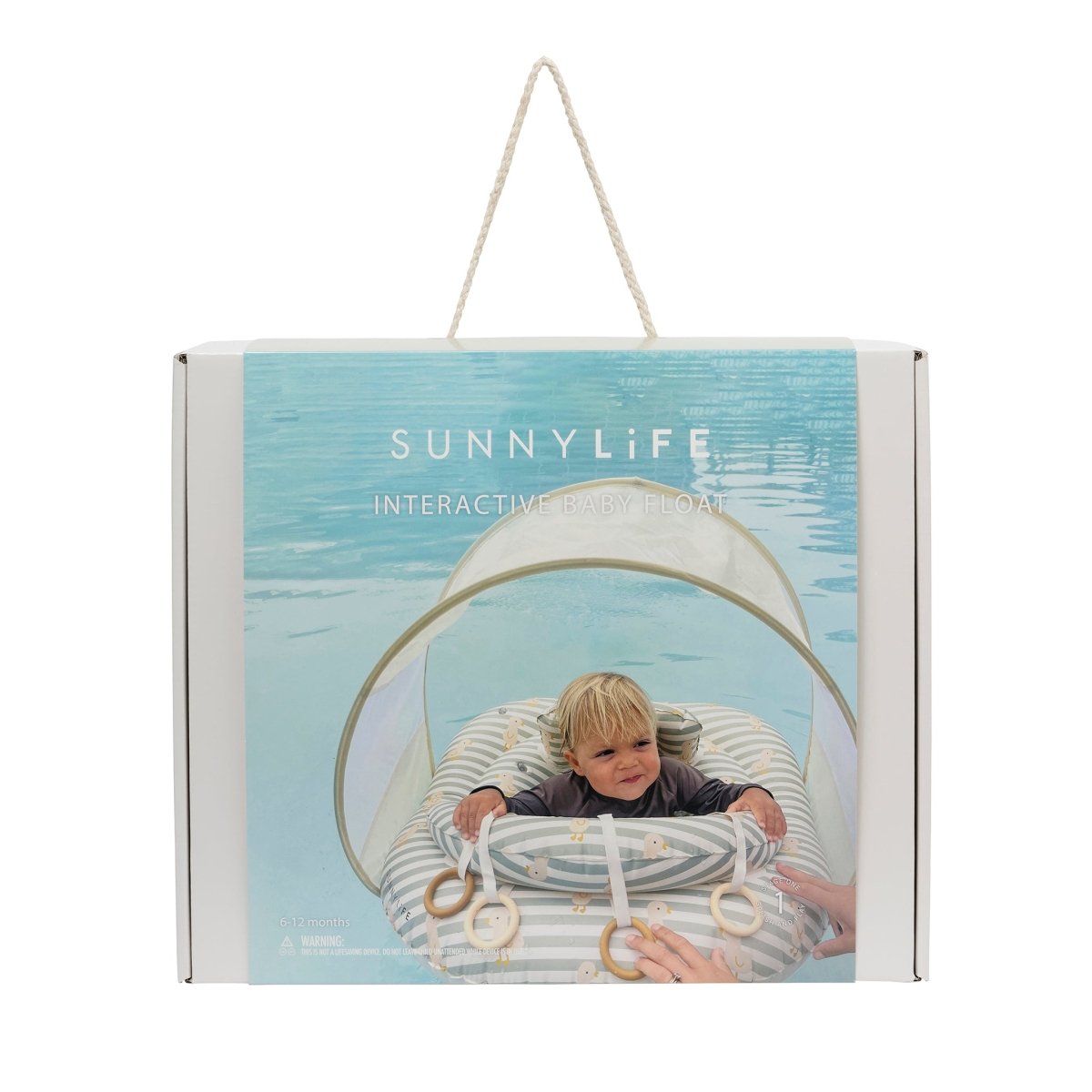 SUNNYLIFE Interactive Baby Float Duck Sage Stripe detail shot
