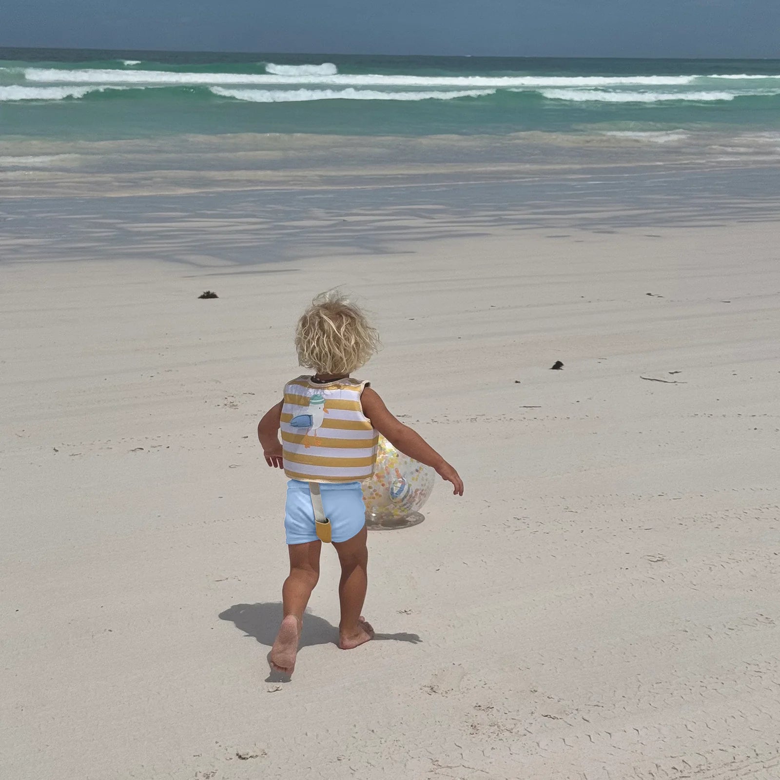 SUNNYLIFE - Kids Swim Vest Sammy the Seagull Mustard Stripe