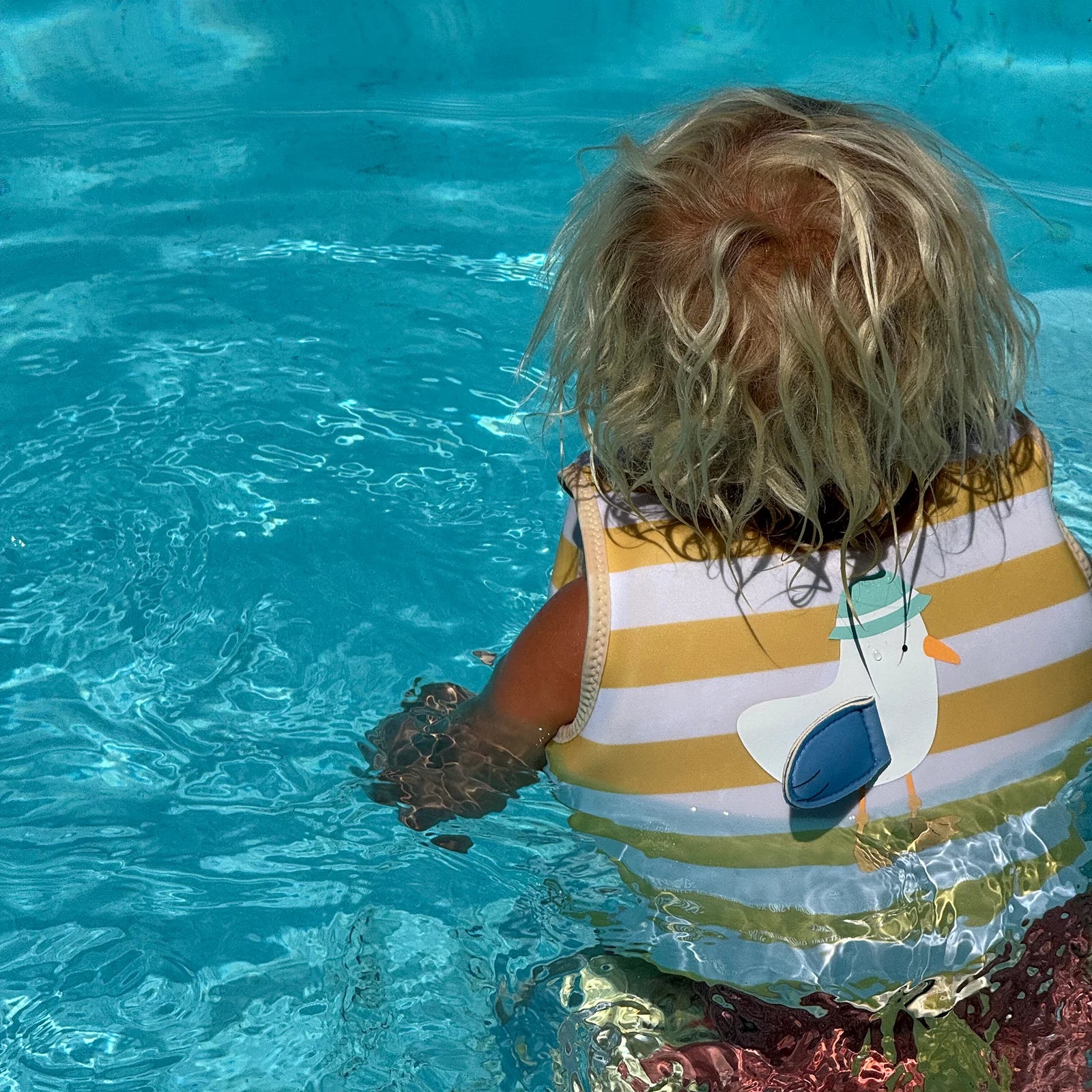 SUNNYLIFE - Kids Swim Vest Sammy the Seagull Mustard Stripe