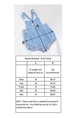 Size Chart for Bowie Bubble Romper in Summer check