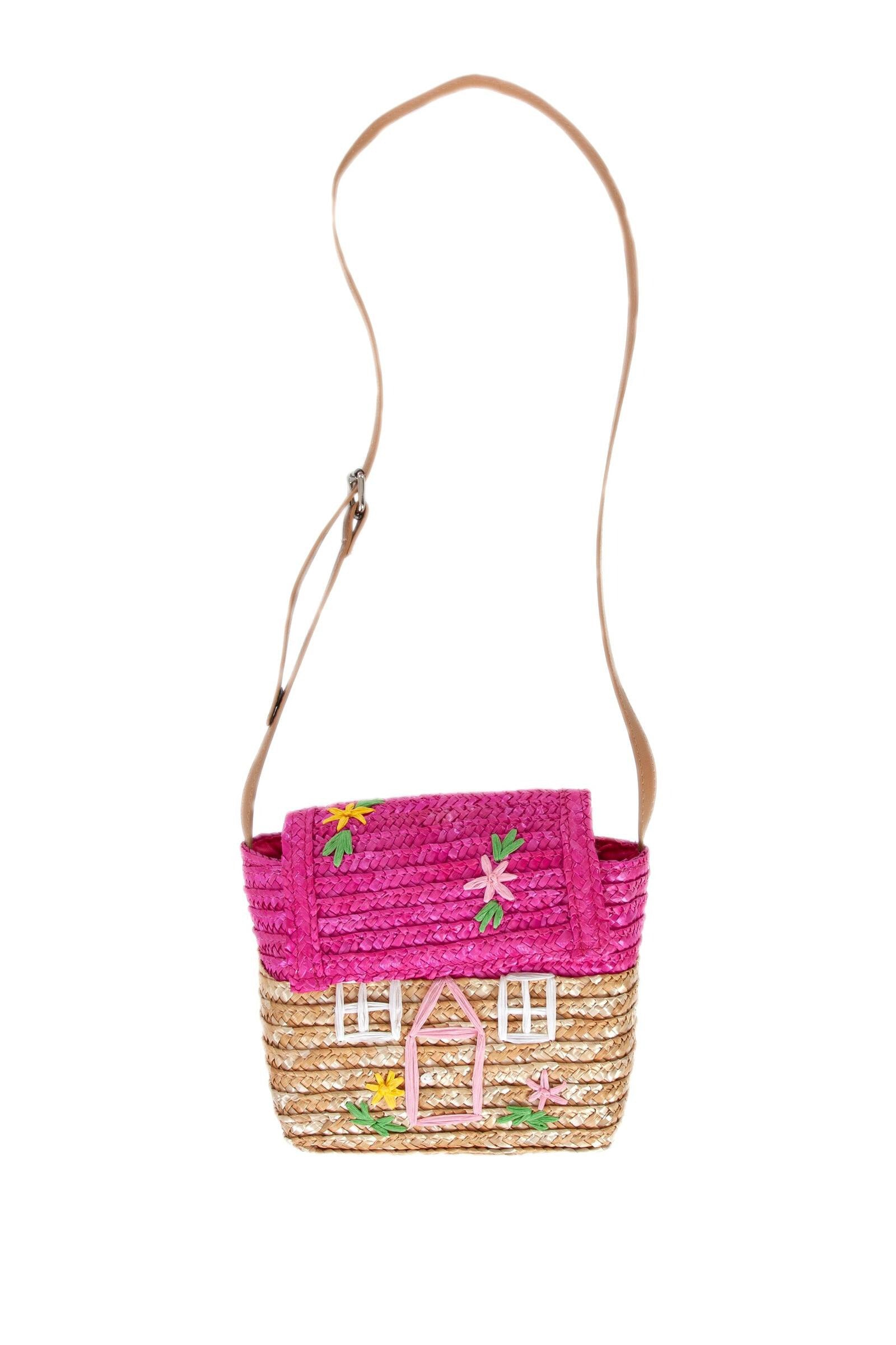 The La Maison Straw Bag by Acorn Kids on a white background.