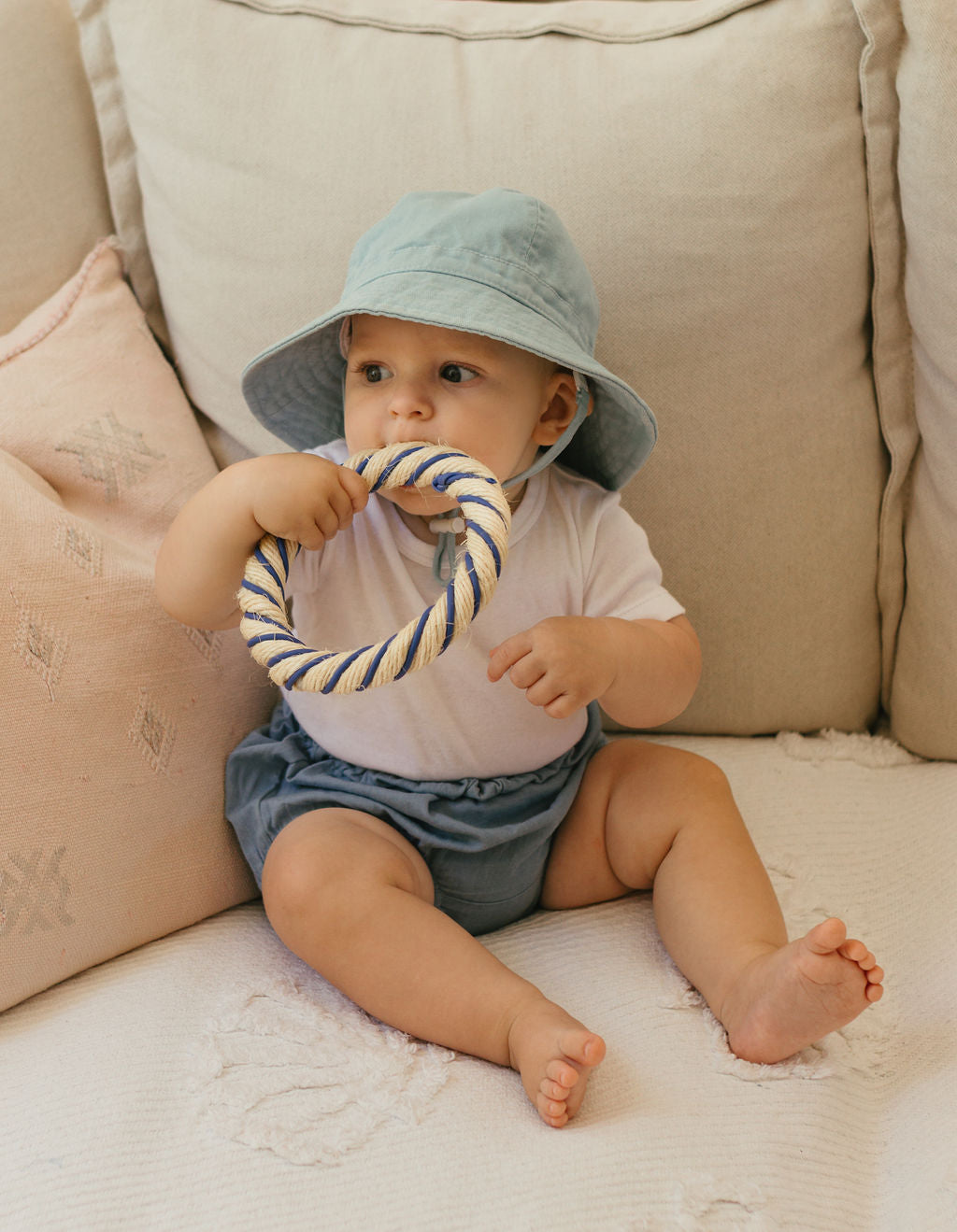 Acorn Kids - Blue Wide Brim Infant Hat
