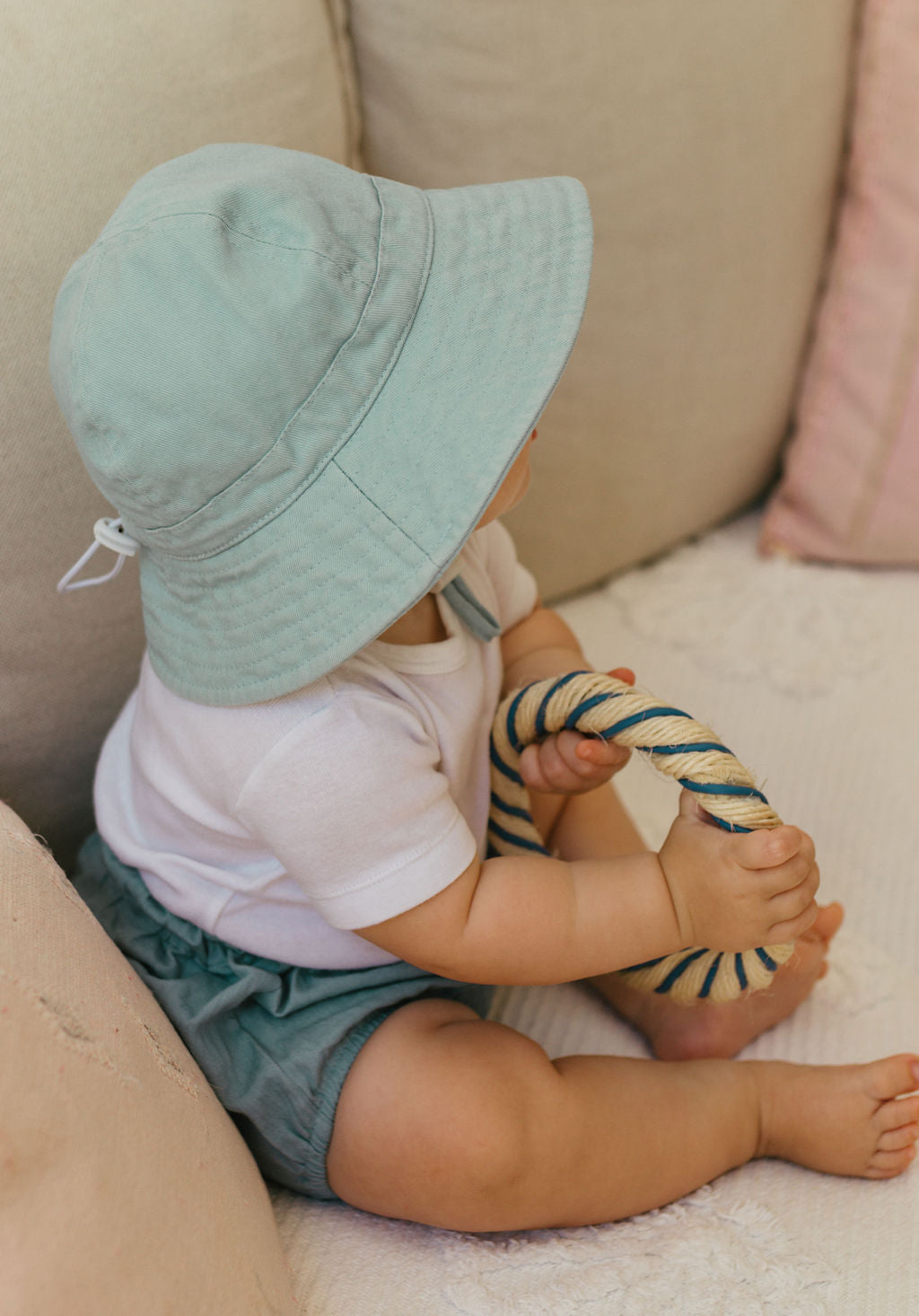 Acorn Kids - Blue Wide Brim Infant Hat