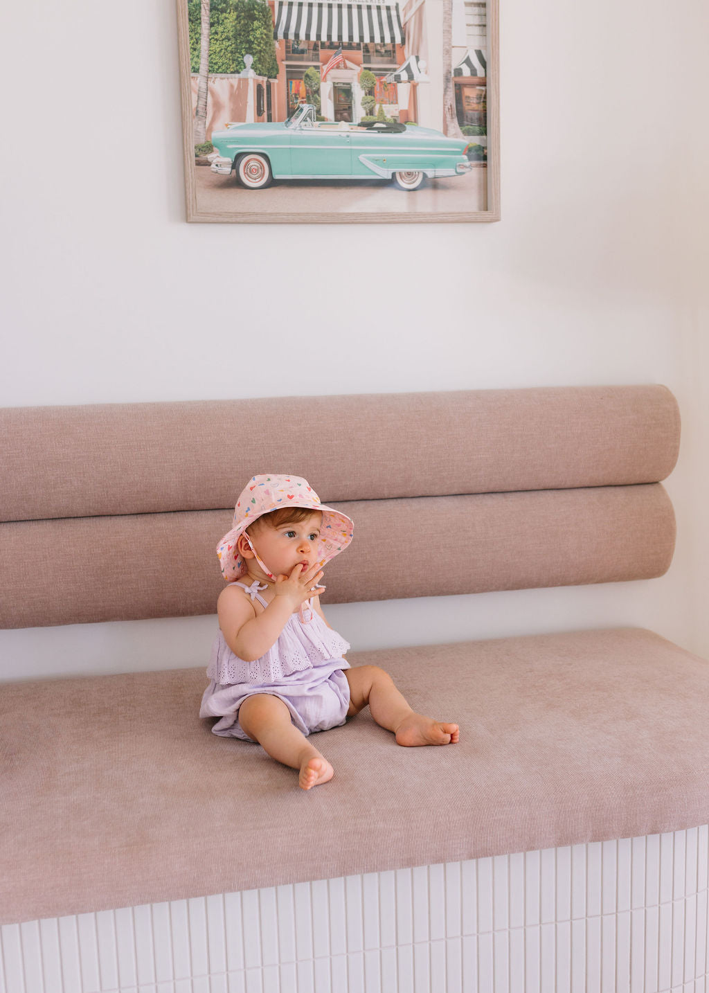 Acorn Kids - Floating Hearts Wide Brim Infant Hat