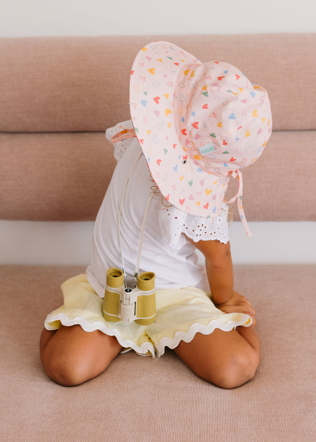 Acorn Kids - Floating Hearts Reversible Wide Brim Sunhat