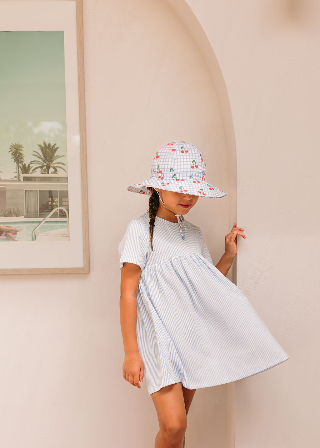 Acorn Kids - Cherry Checks Wide Brim Sunhat