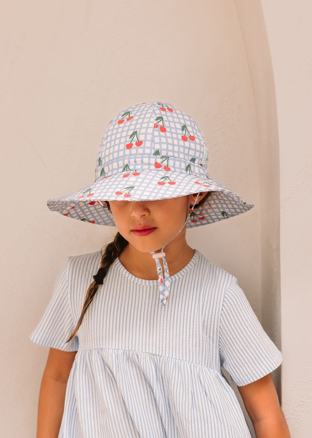 Acorn Kids - Cherry Checks Wide Brim Sunhat