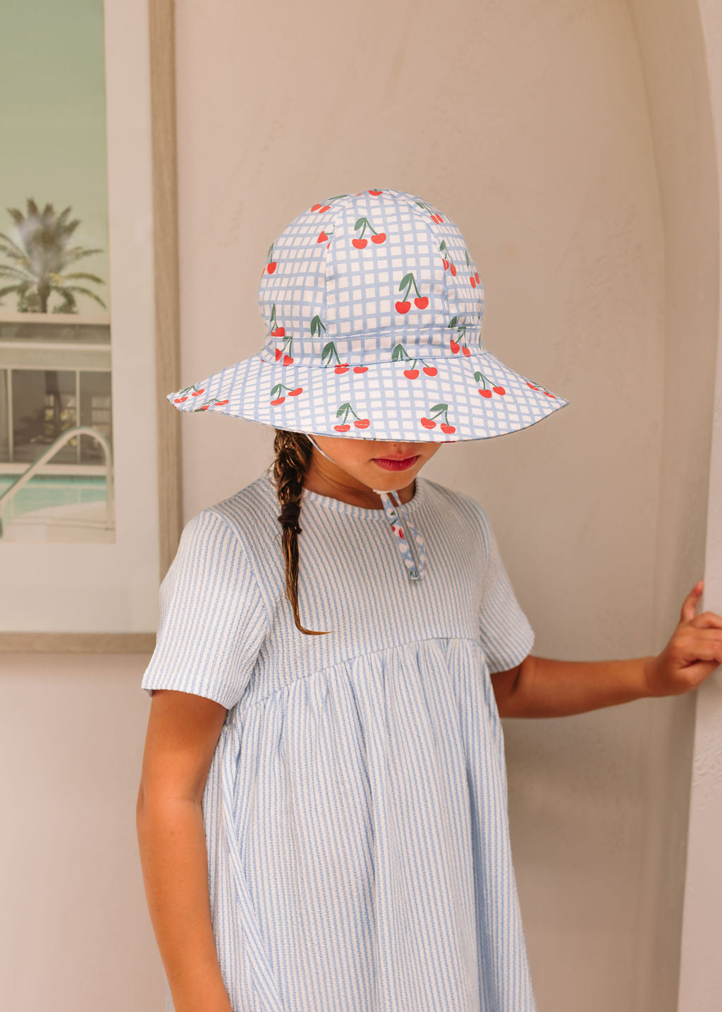 Acorn Kids - Cherry Checks Wide Brim Sunhat