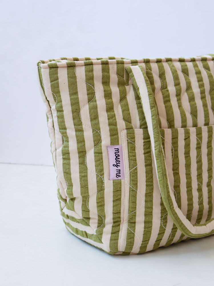 Mosey Me Pistachio Seersucker Quilted Bag flatlay