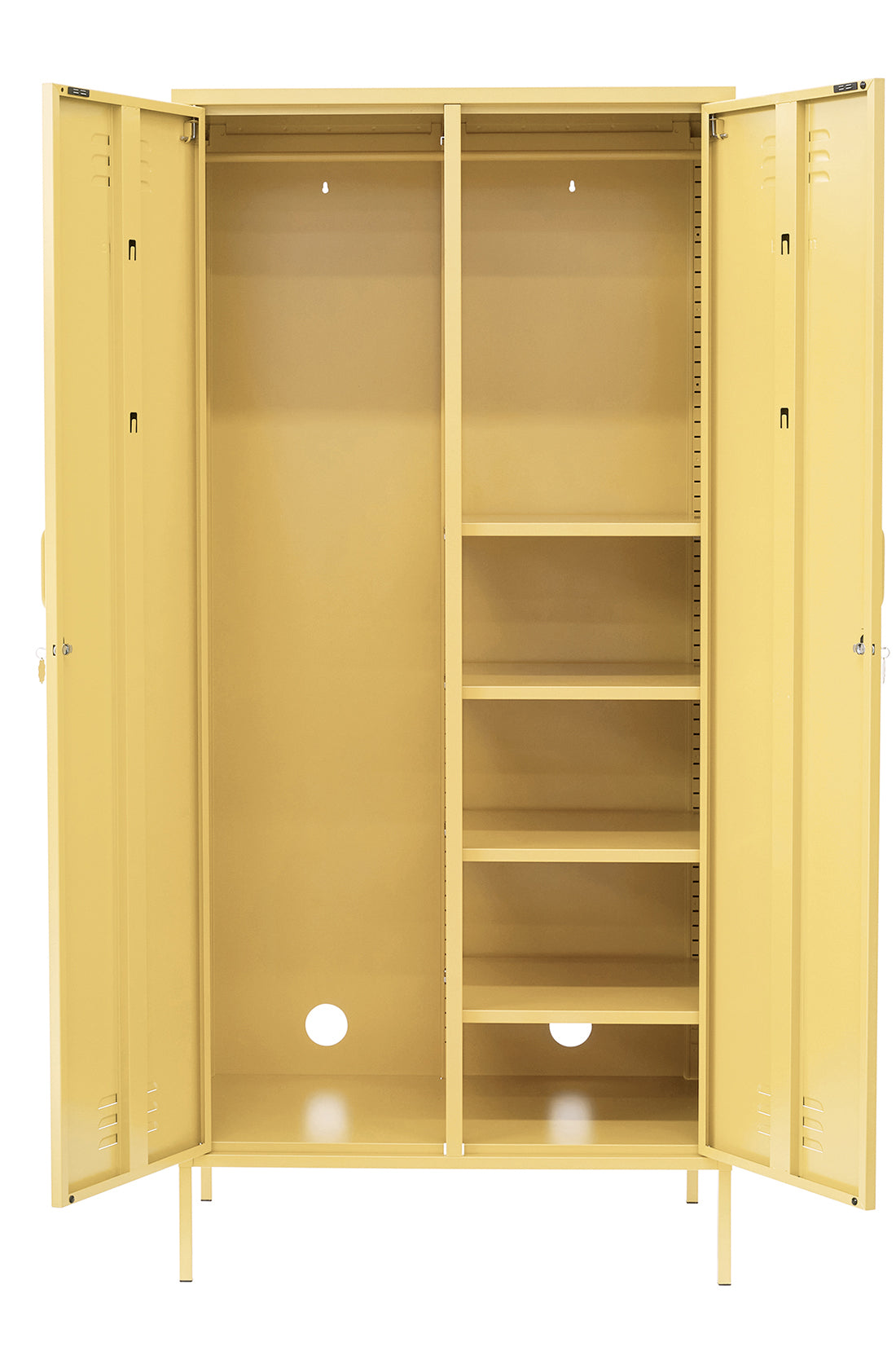 The twinny locker in butter with the doors open.