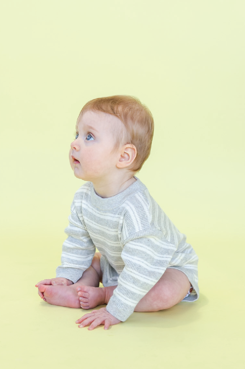 Grown - Organic Ribbed Stripe Knit Romper Grey Marle/Milk
