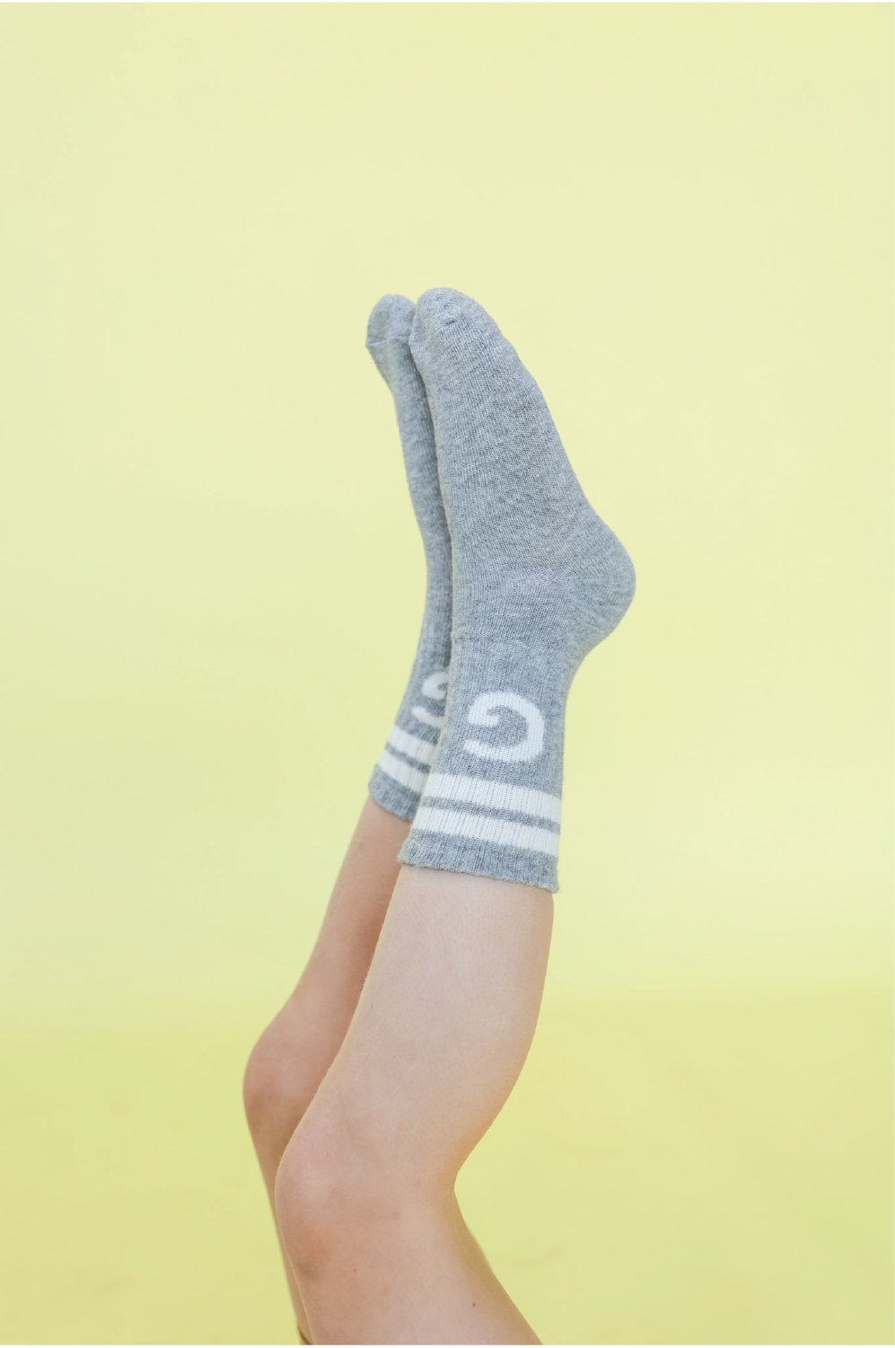 Grown - Stripe Logo Socks Grey Marle