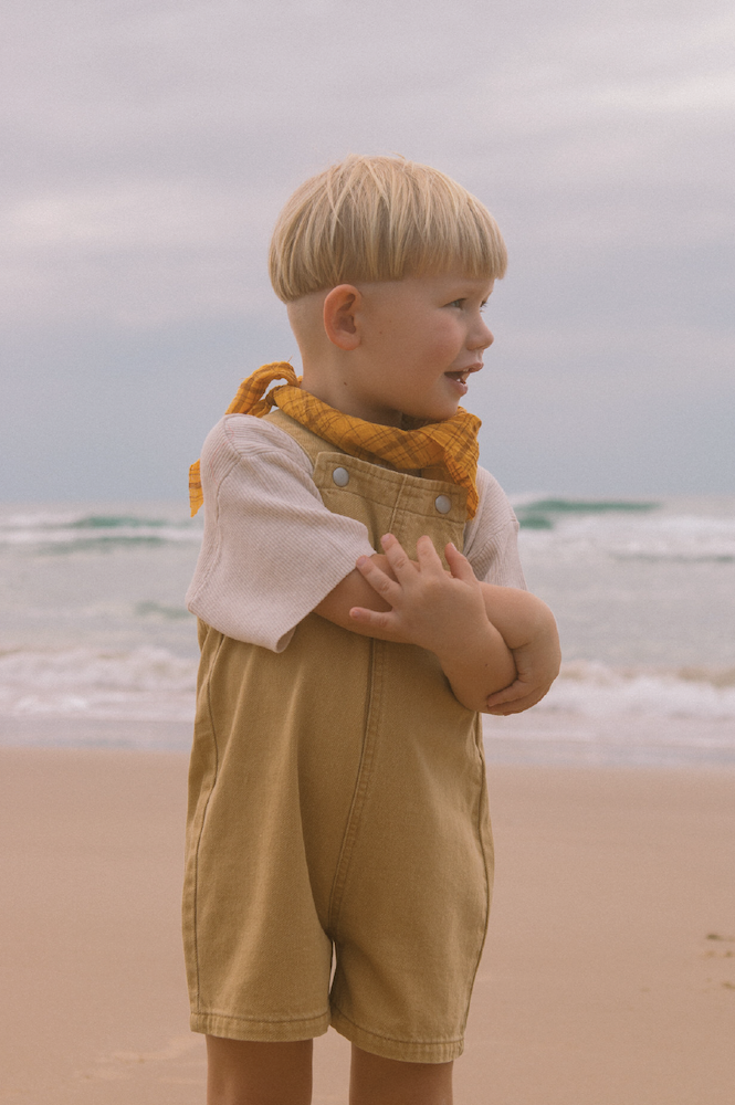 Grown - Organic Everyday Twill Short Overalls Mustard