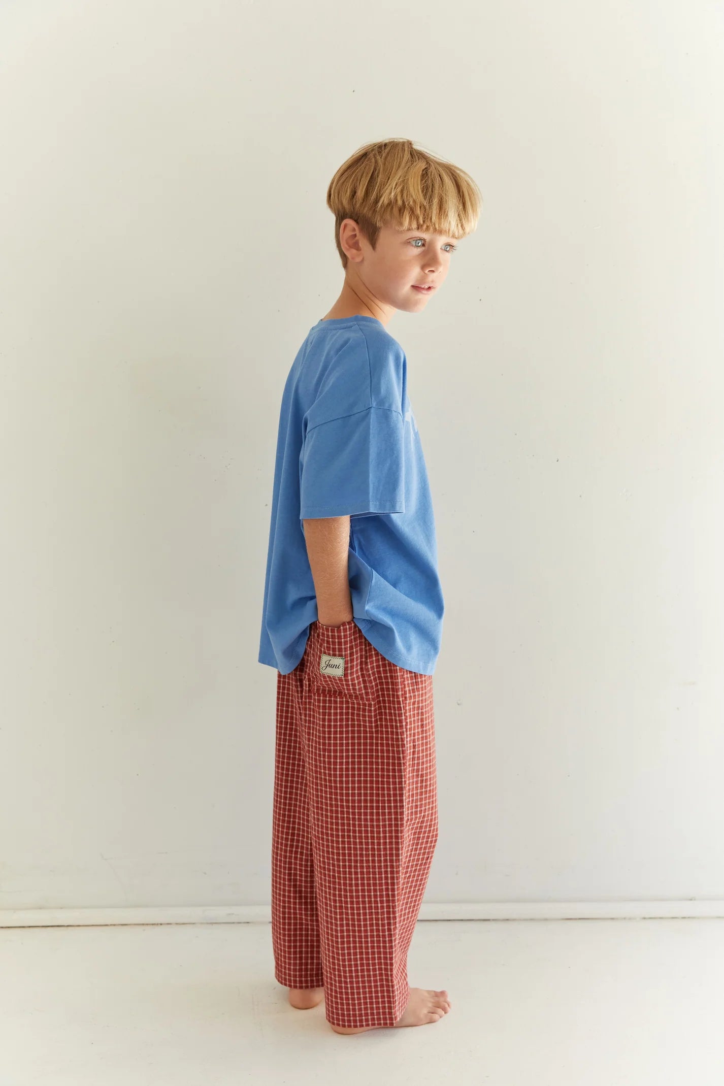 JUNI JNR - Benji Pant Red Check