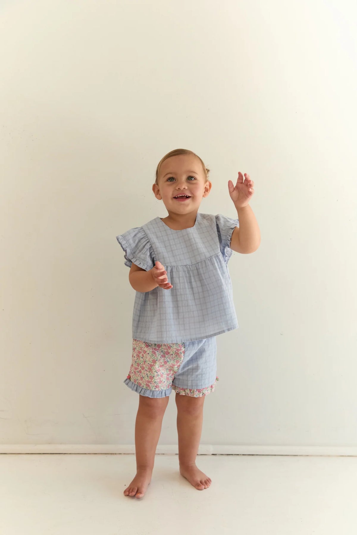 JUNI JNR - Daisy Blouse Sky Gingham
