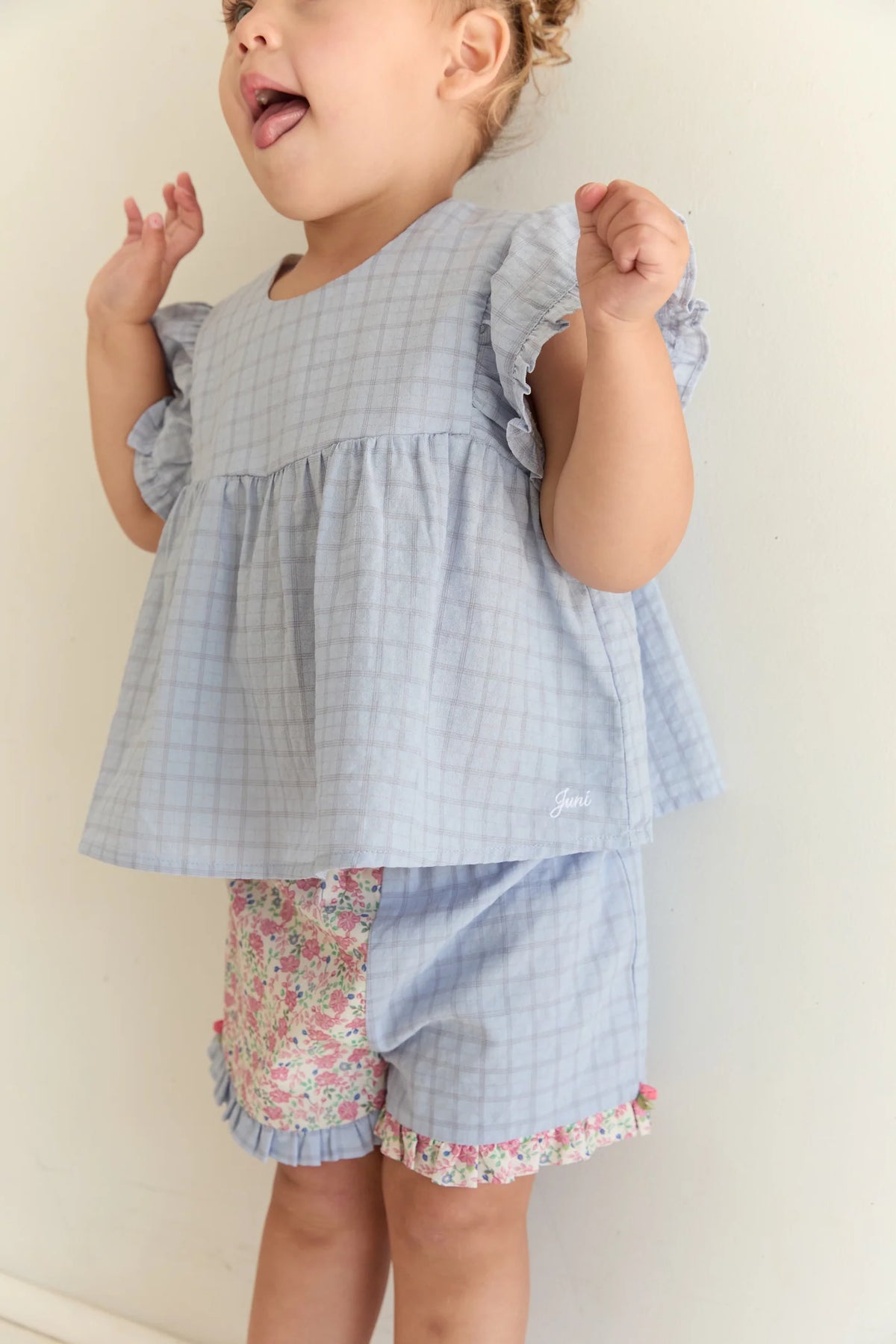JUNI JNR - Daisy Blouse Sky Gingham
