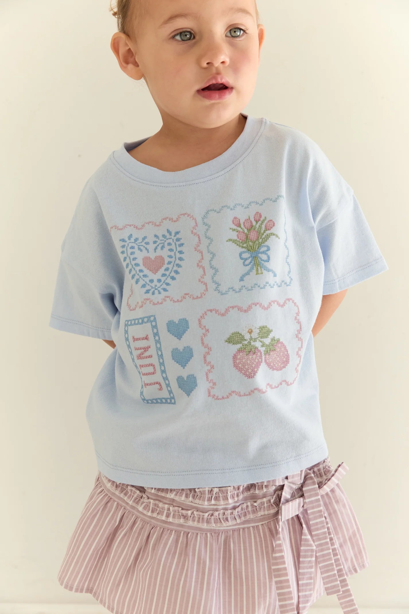 JUNI JNR - Patchwork Tee Sky
