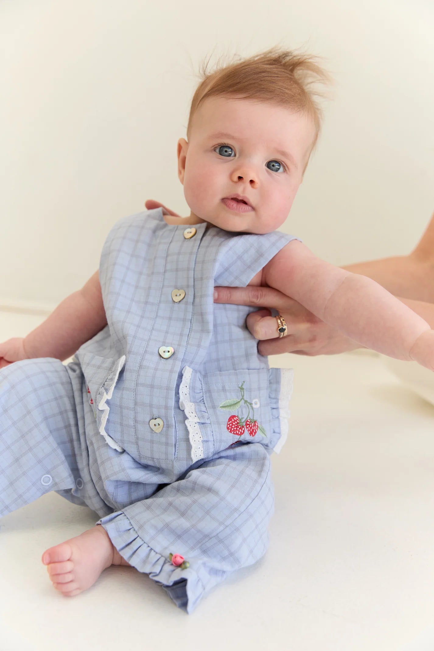 JUNI JNR - Charlotte Romper Sky Gingham