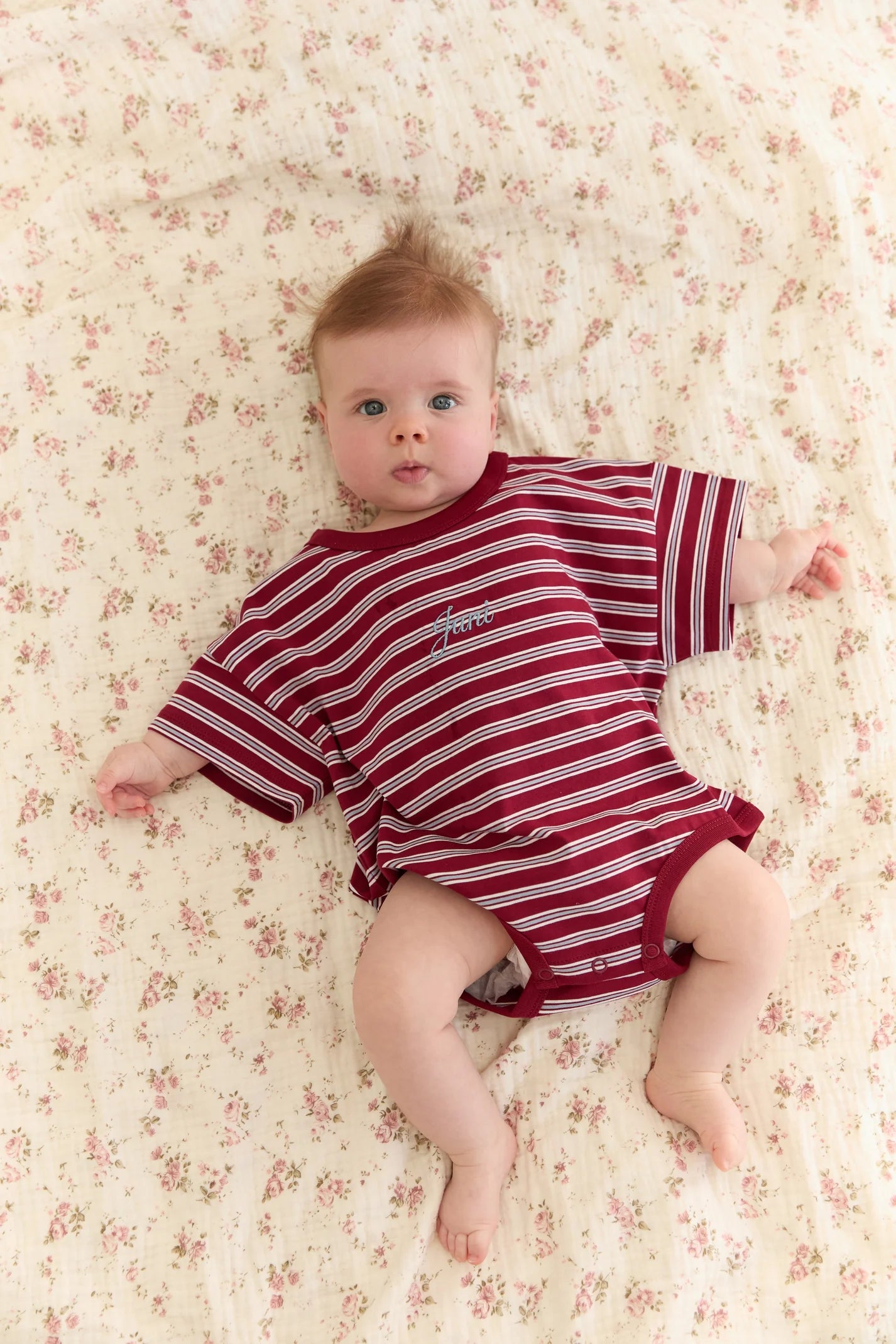 JUNI JNR - Riley T-Shirt Romper Cherry Stripe