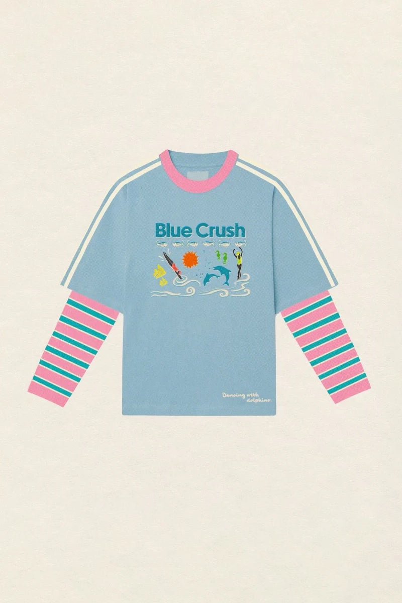 Spicy Dugong - Adults Blue Crush Layered Long Sleeve Blue/Blue