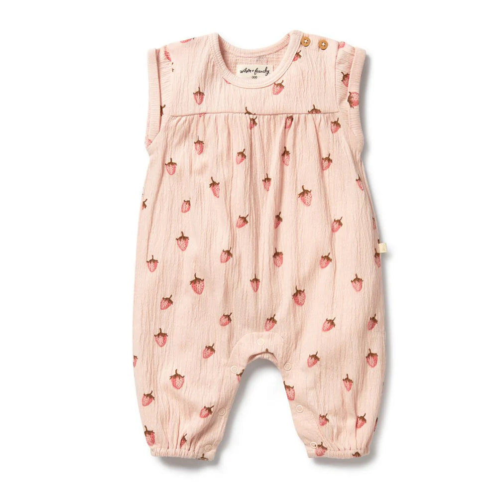 Wilson & Frenchy - Strawberry Kisses Organic Growsuit