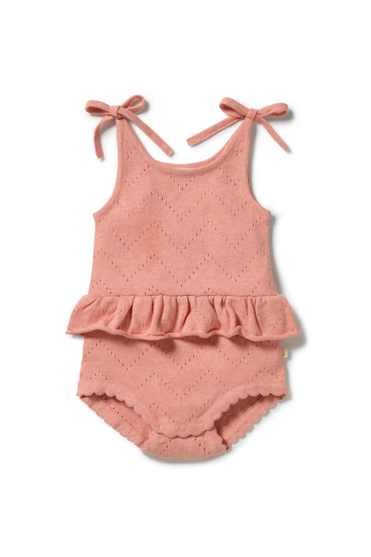 Wilson & Frenchy - Petal Pink Organic Knitted Pointelle Playsuit