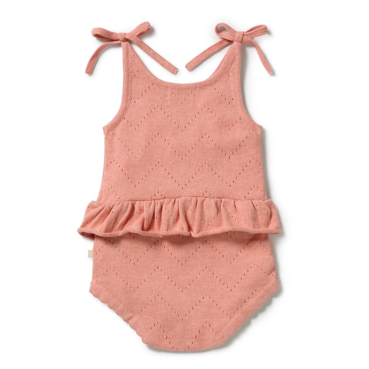 Wilson & Frenchy - Petal Pink Organic Knitted Pointelle Playsuit