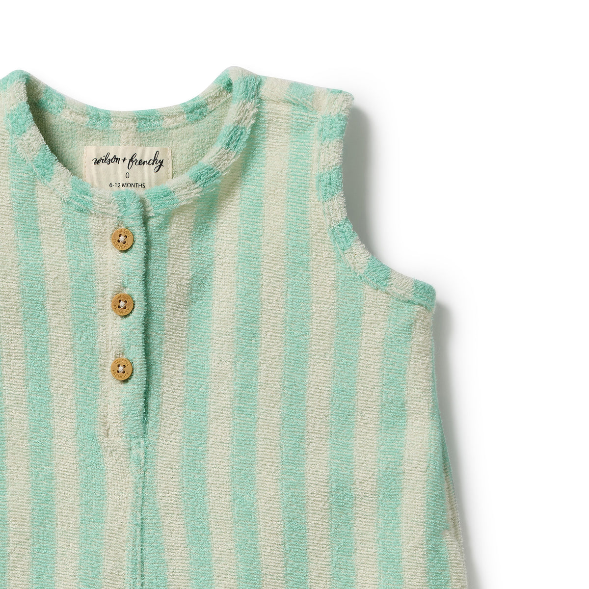 Wilson & Frenchy - Seafoam Stripe Organic Terry Growsuit