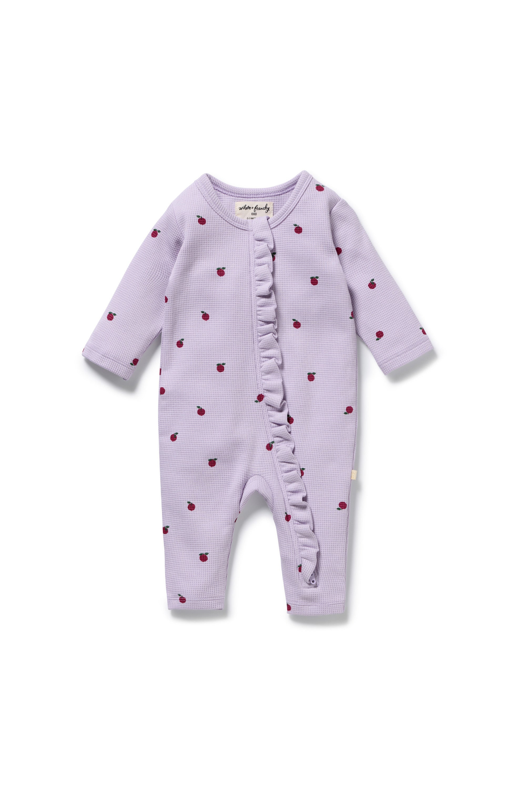 Wilson & Frenchy - Berry Plums Organic Waffle Ruffle Zipsuit