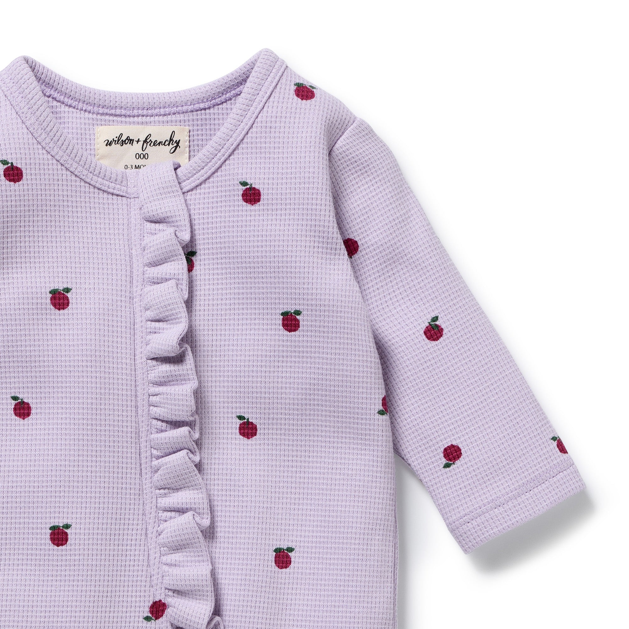 Wilson & Frenchy - Berry Plums Organic Waffle Ruffle Zipsuit