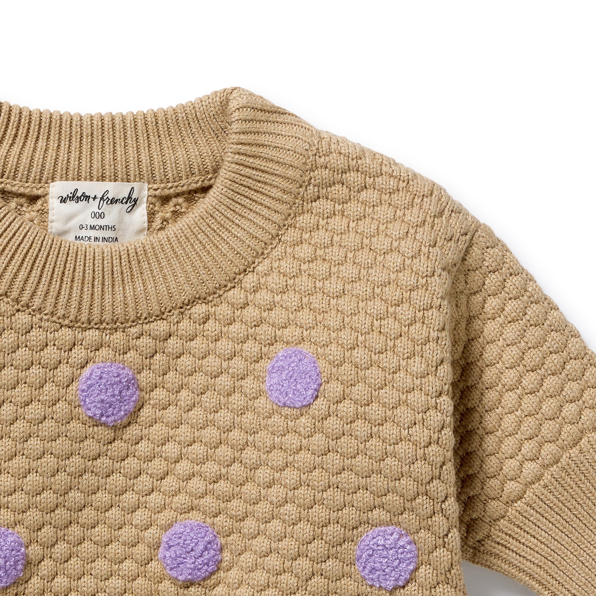 Wilson & Frenchy - Oat and Mulberry Organic Knitted Bauble Jumper