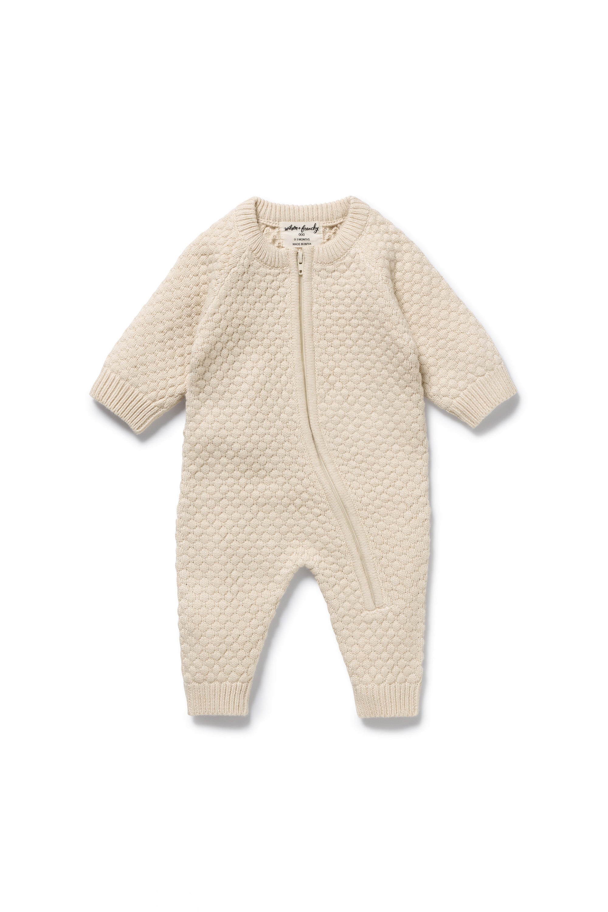 Wilson & Frenchy - Cream Organic Knitted Bubble Growsuit