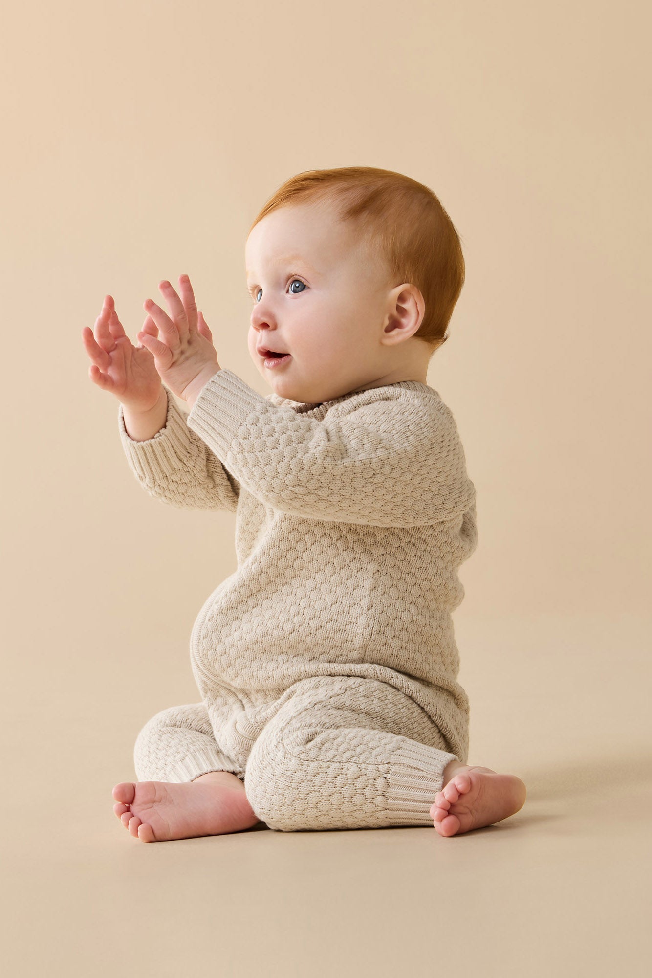 Wilson & Frenchy - Cream Organic Knitted Bubble Growsuit