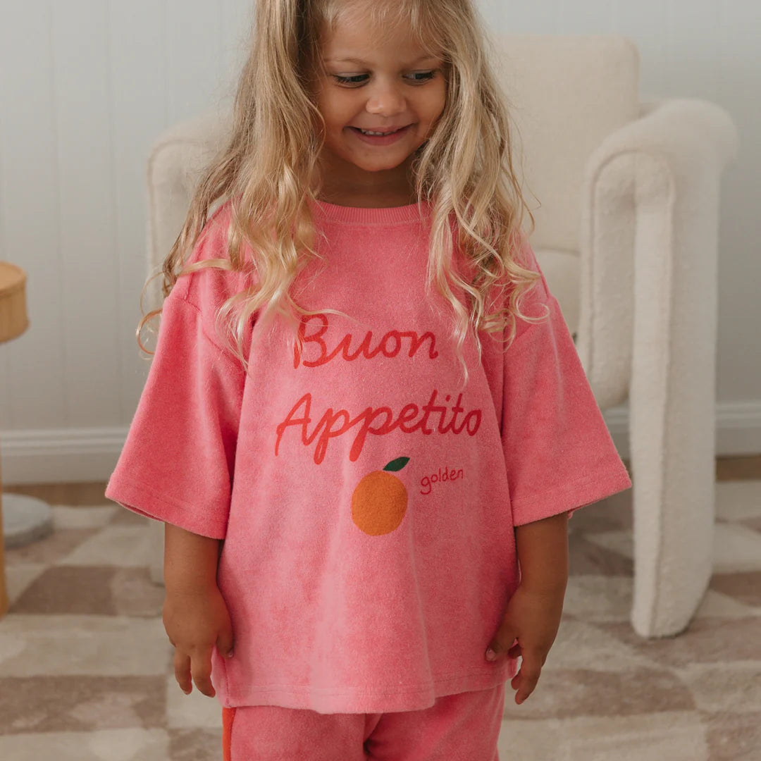 Golden Children - Buon Appetito Mid Sleeve Tee Terry Towel Meringue Pink