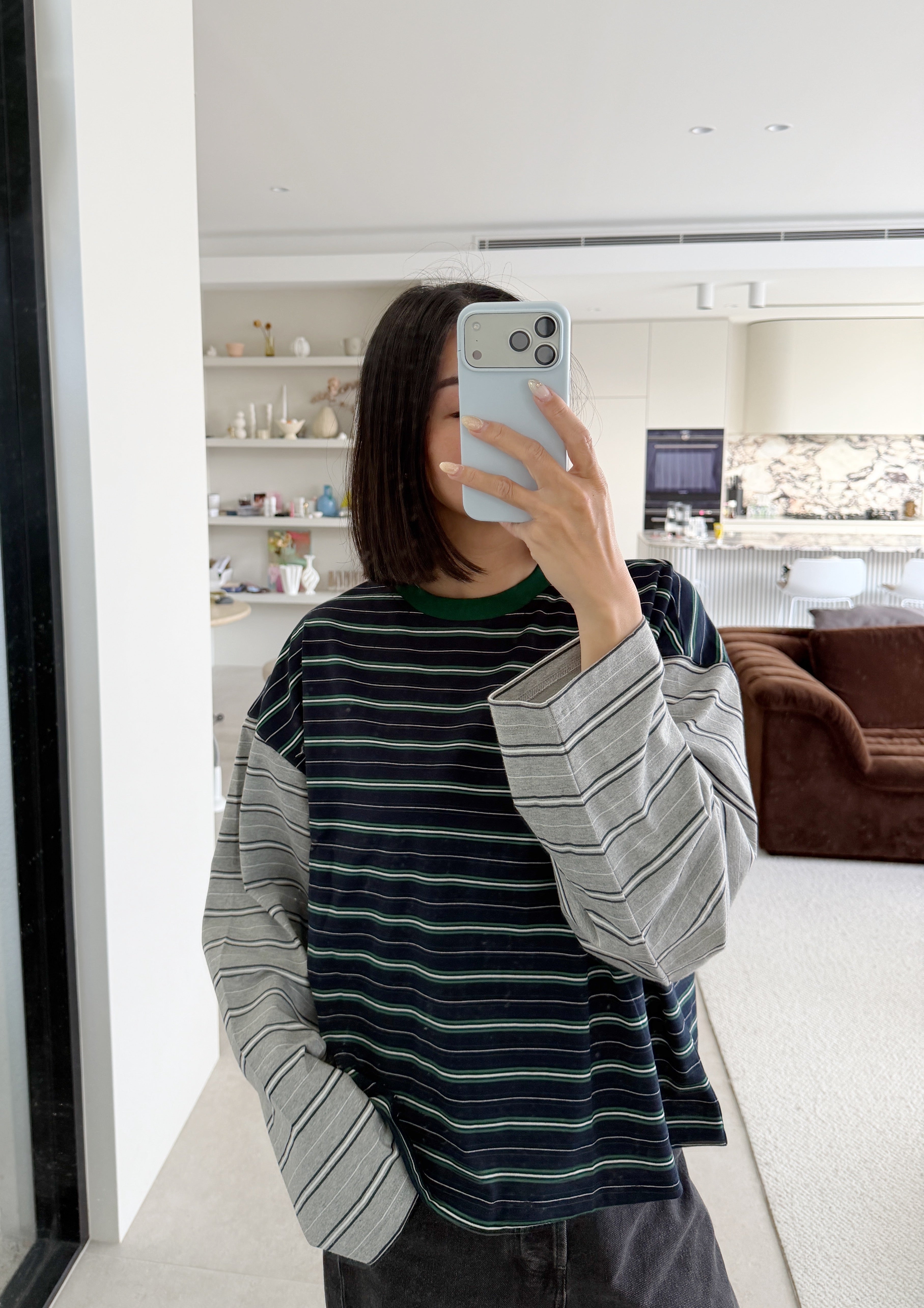 Tiny Trove - Women's Kennedy Stripe Long Sleeve Tee Navy/Grey