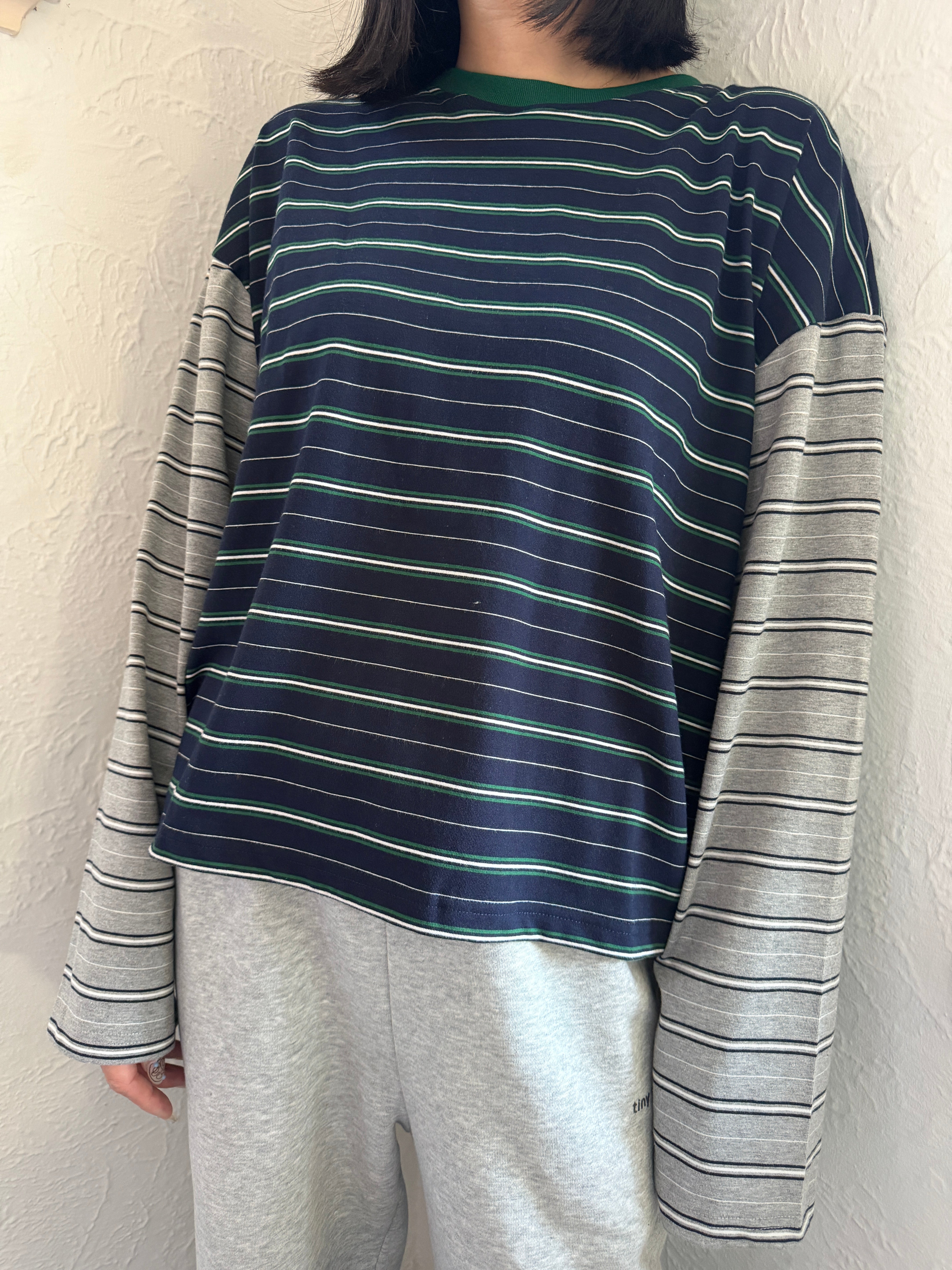 Tiny Trove - Women's Kennedy Stripe Long Sleeve Tee Navy/Grey
