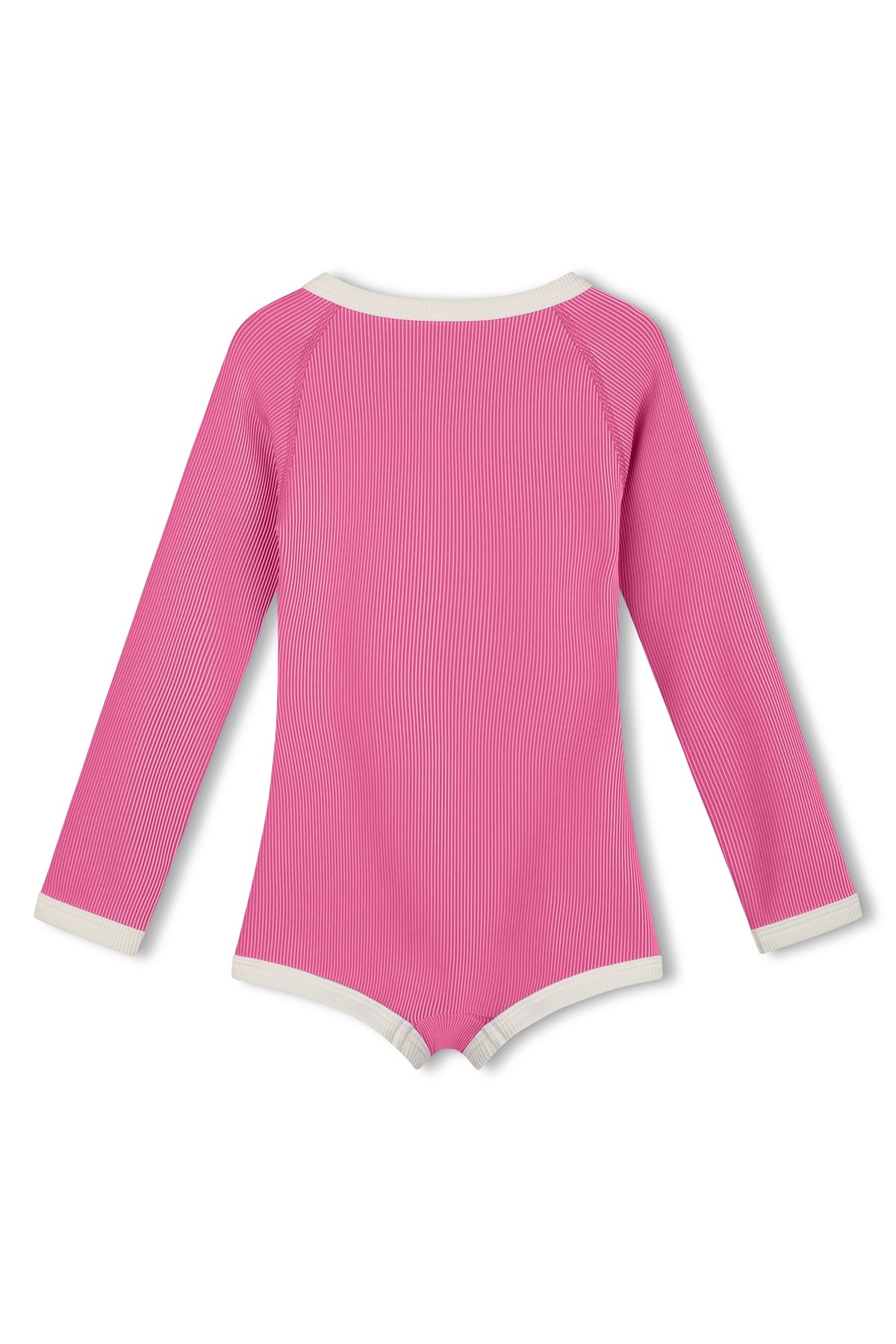 Zulu & Zephyr - Mini Stripe Rib Rashie Onesie Shell Pink